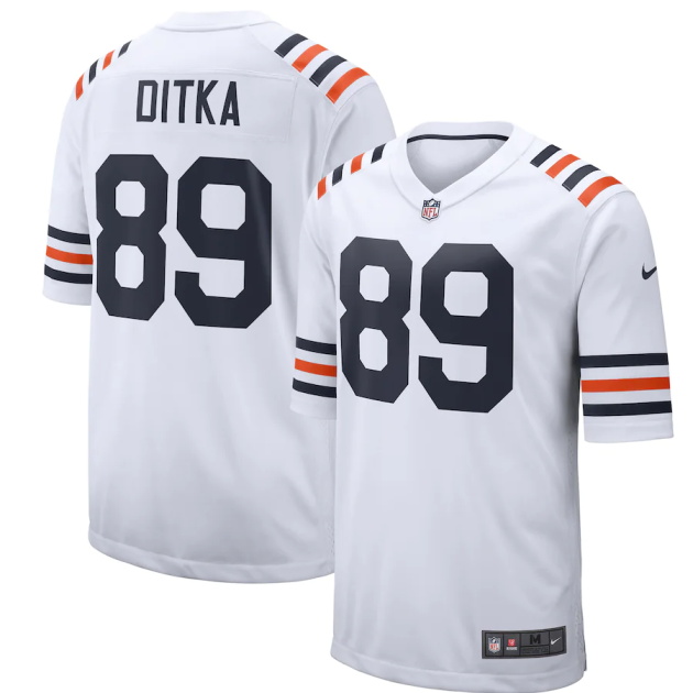 mens nike mike ditka white chicago bears 2019 alternate classic retired player game jersey